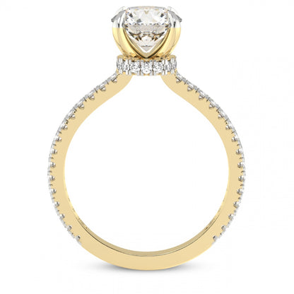 Secret Halo Solitaire Accented Round Engagement Ring