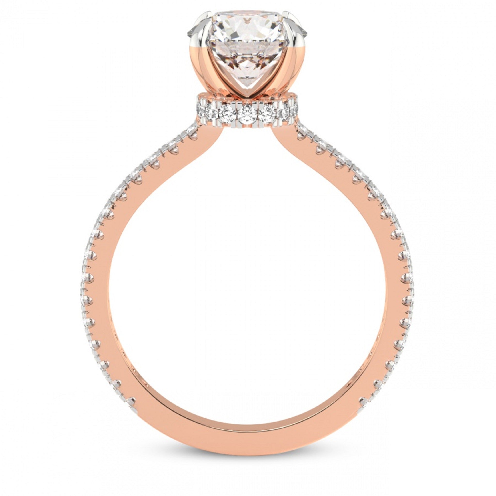 Secret Halo Solitaire Accented Round Engagement Ring