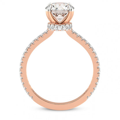 Secret Halo Solitaire Accented Round Engagement Ring