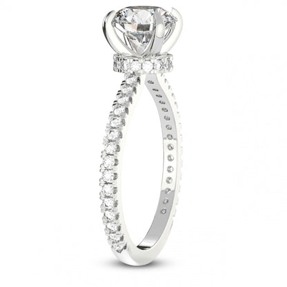Secret Halo Solitaire Accented Round Engagement Ring
