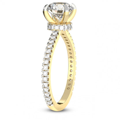 Secret Halo Solitaire Accented Round Engagement Ring