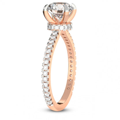 Secret Halo Solitaire Accented Round Engagement Ring