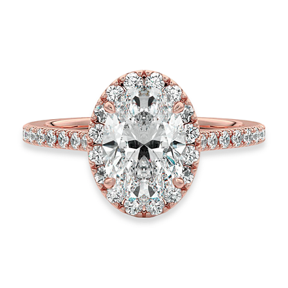 Unique Oval Cut Halo Engagement Ring