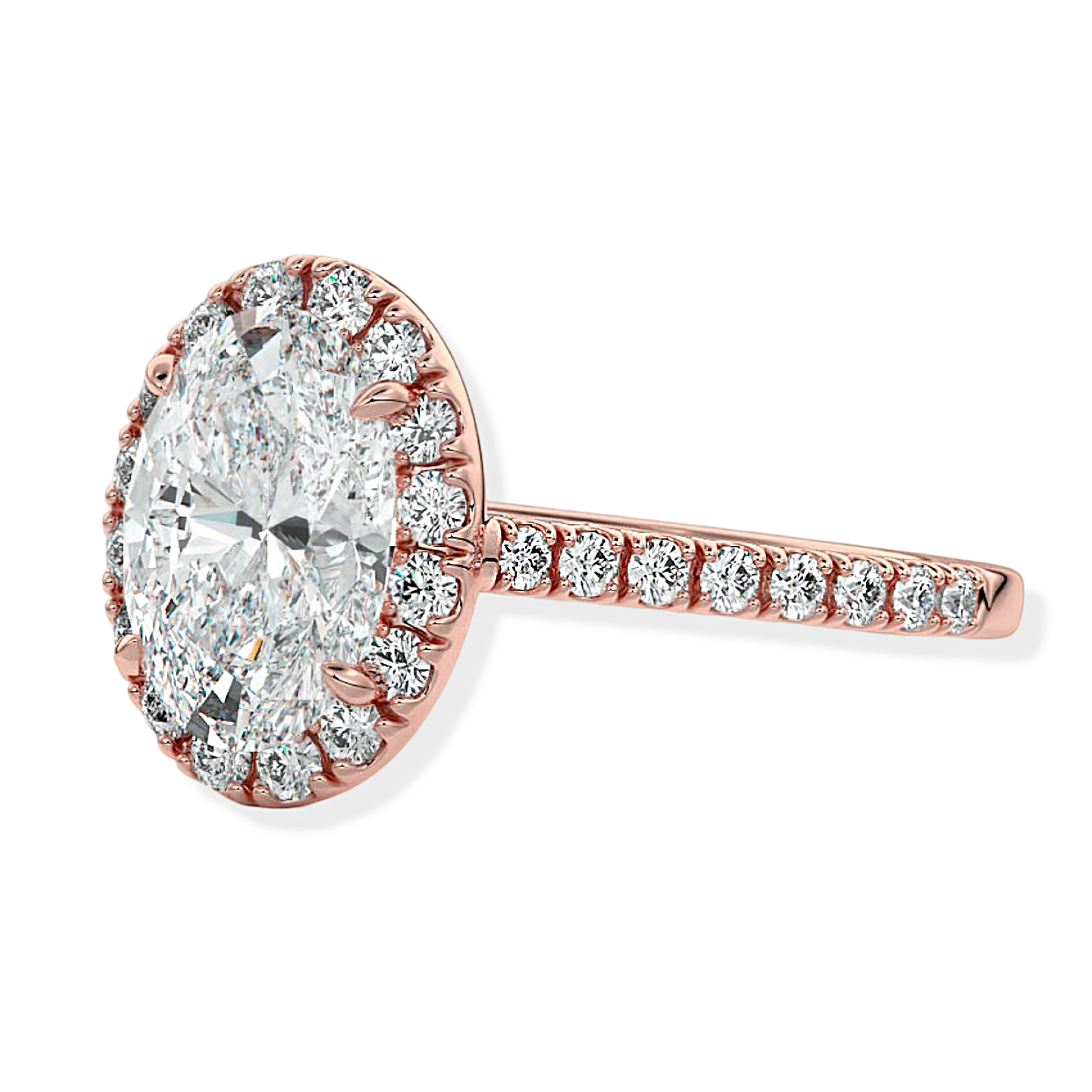 Unique Oval Cut Halo Engagement Ring