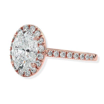 Unique Oval Cut Halo Engagement Ring