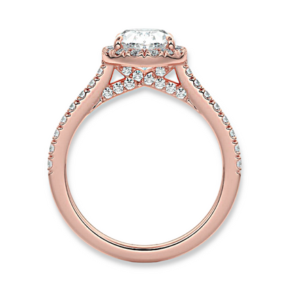 Unique Oval Cut Halo Engagement Ring