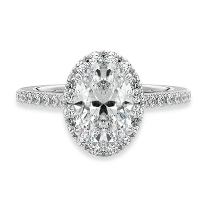 Unique Oval Cut Halo Engagement Ring