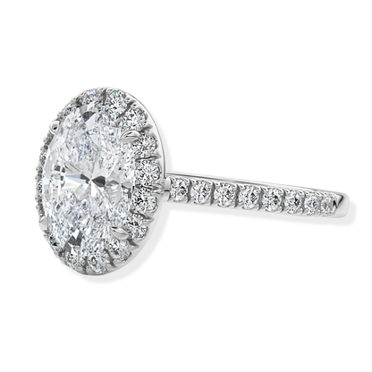 Unique Oval Cut Halo Engagement Ring