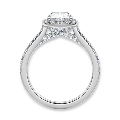 Unique Oval Cut Halo Engagement Ring
