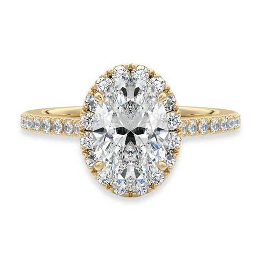 Unique Oval Cut Halo Engagement Ring