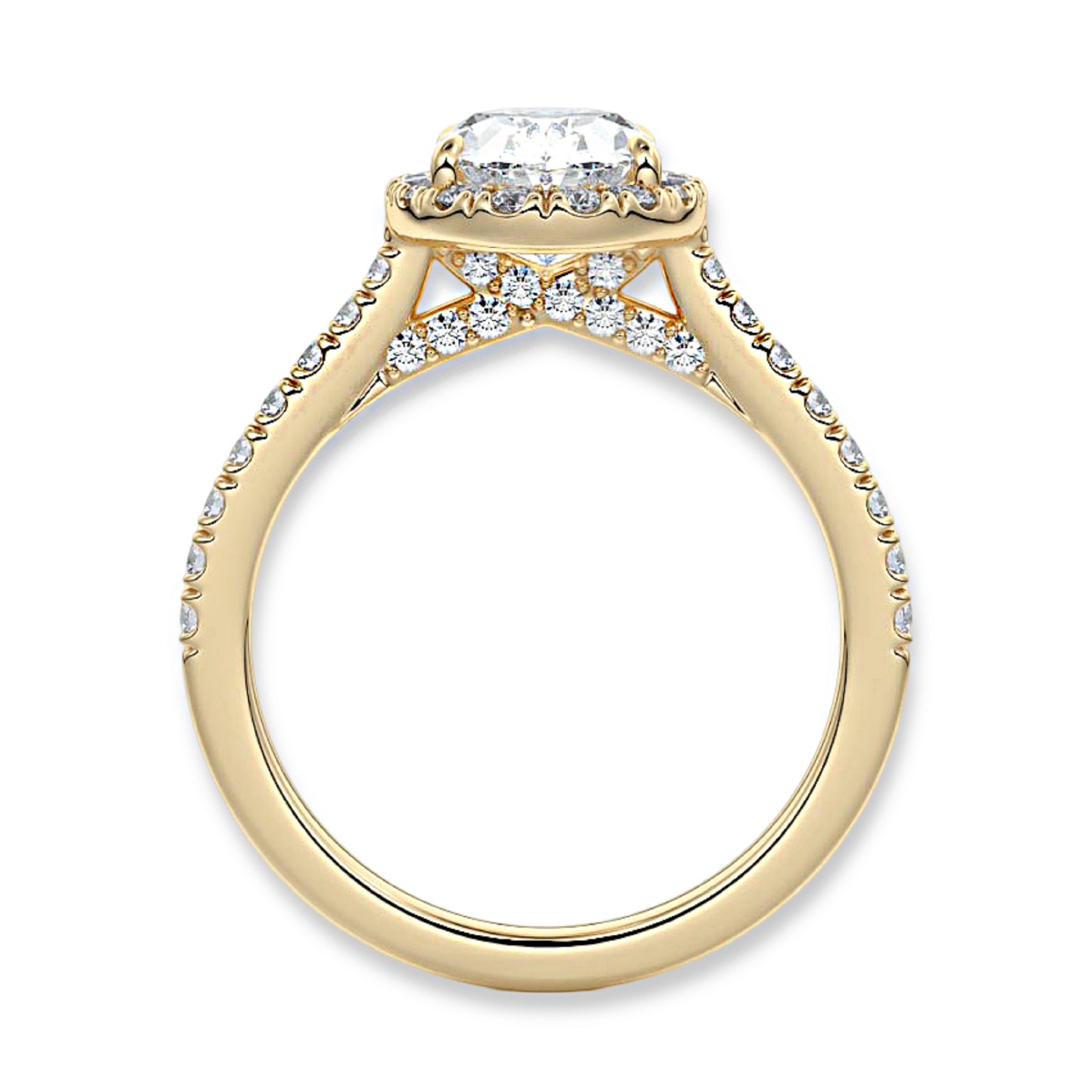 Unique Oval Cut Halo Engagement Ring