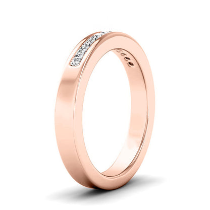 Channel Set Princess Cut Unisex Wedding Ring