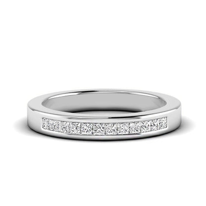 Channel Set Princess Cut Unisex Wedding Ring