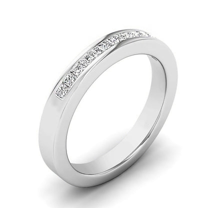 Channel Set Princess Cut Unisex Wedding Ring
