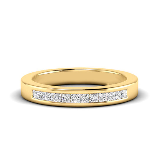 Channel Set Princess Cut Unisex Wedding Ring