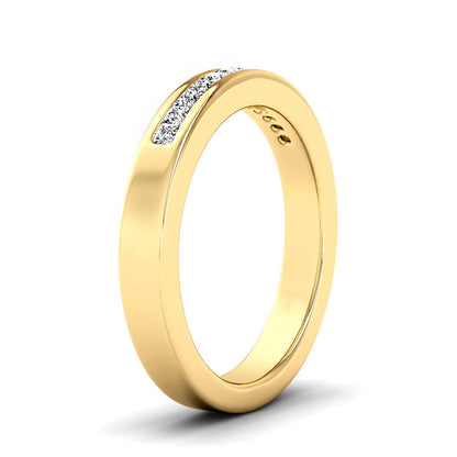 Channel Set Princess Cut Unisex Wedding Ring
