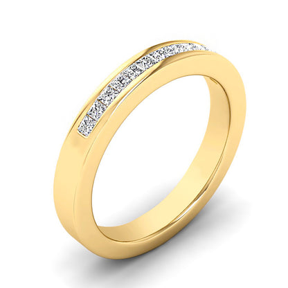 Channel Set Princess Cut Unisex Wedding Ring