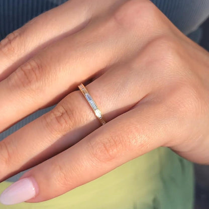 Delicate Channel Set Stackable Baguette Wedding Ring