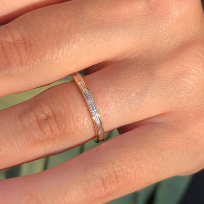 Delicate Channel Set Stackable Baguette Wedding Ring