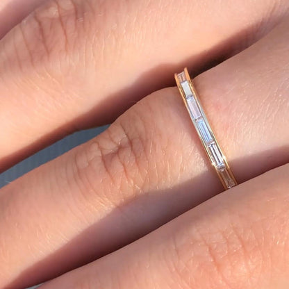 Delicate Channel Set Stackable Baguette Wedding Ring