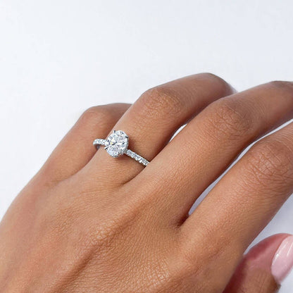 Signature Hidden Halo Oval Engagement Ring