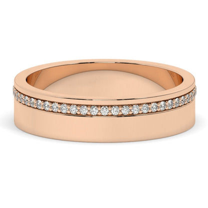 Delicate One Side Pave Set Unisex Diamond Wedding Band