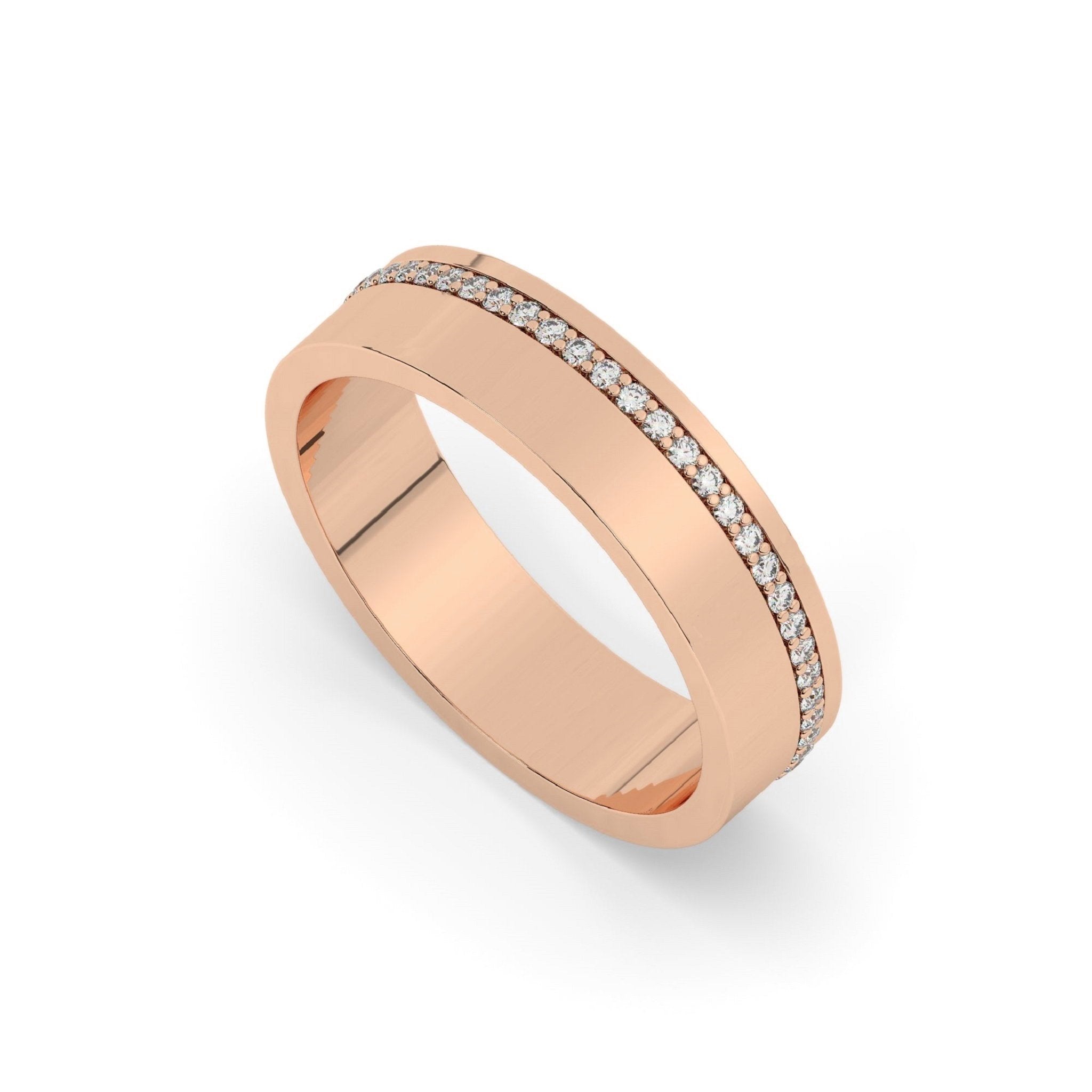 Delicate One Side Pave Set Unisex Diamond Wedding Band