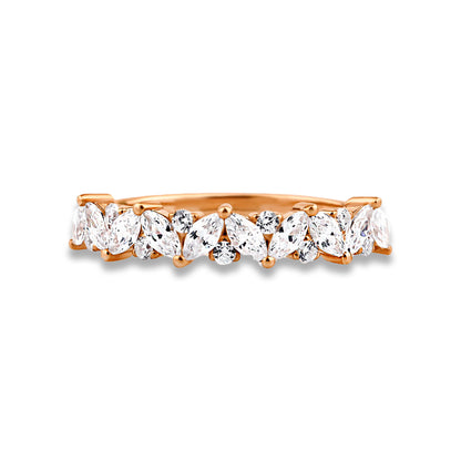 Marquise Round Half Eternity Cluster Wedding Ring