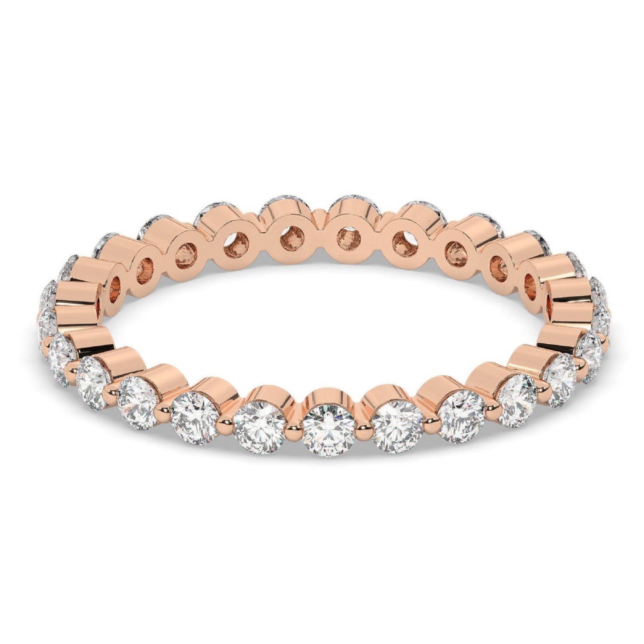 Single Shared Prong Floating Round Wedding Band
