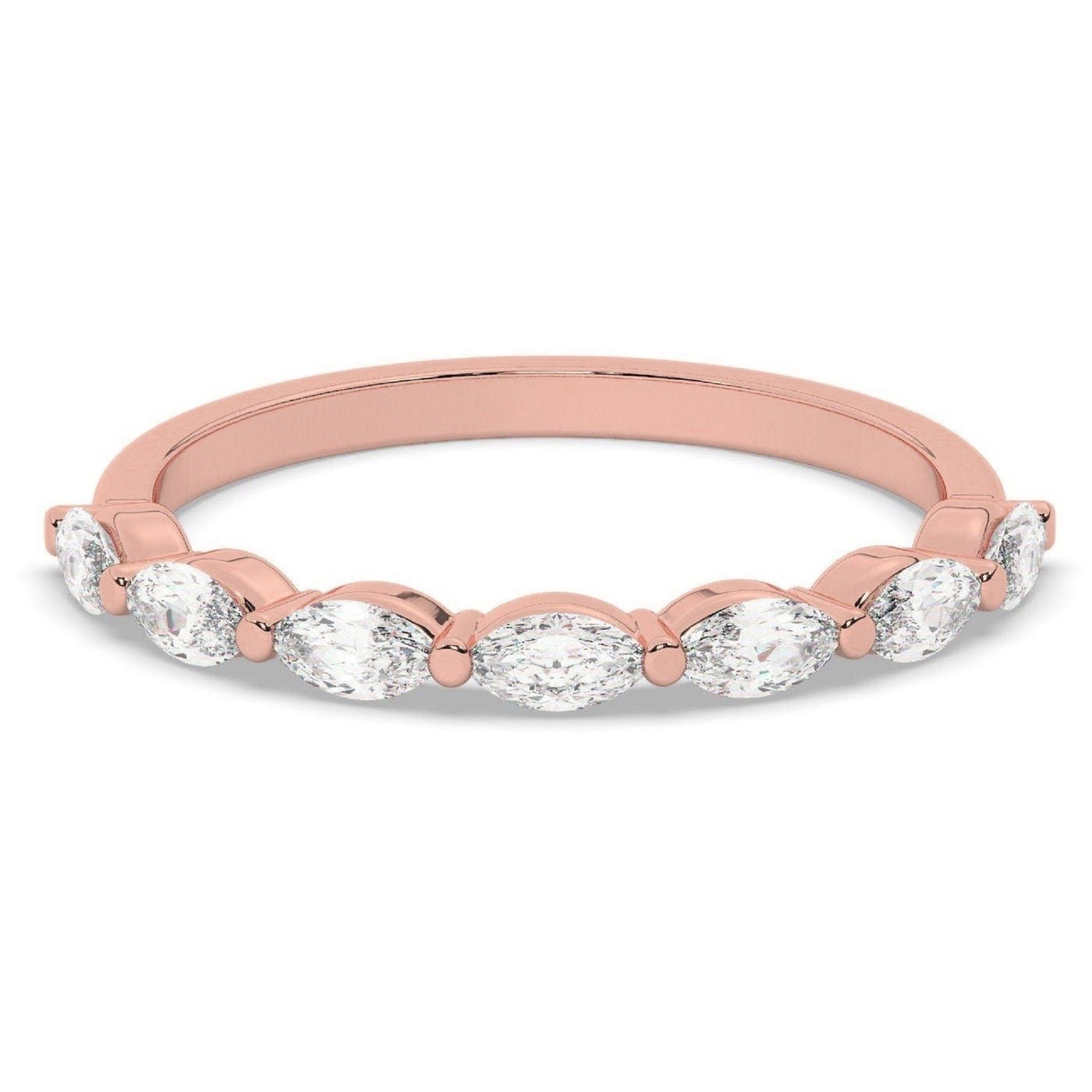 Floating Bubble Prong Marquise Half Eternity Band