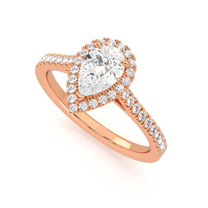 Tear Drop Signature Halo Moissanite Ring
