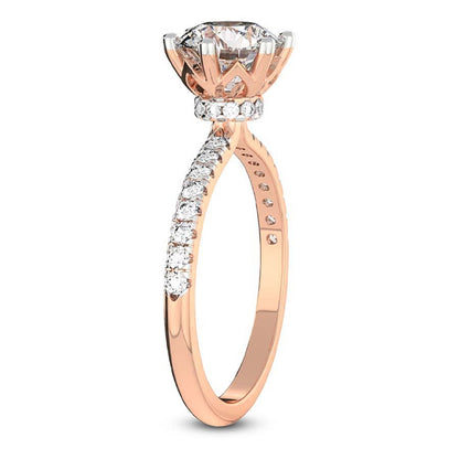 Unique Secret Halo Round Engagement Ring