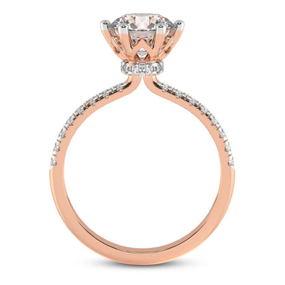 Unique Secret Halo Round Engagement Ring