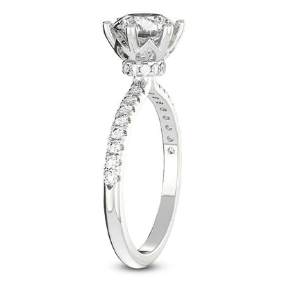 Unique Secret Halo Round Engagement Ring