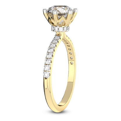 Unique Secret Halo Round Engagement Ring