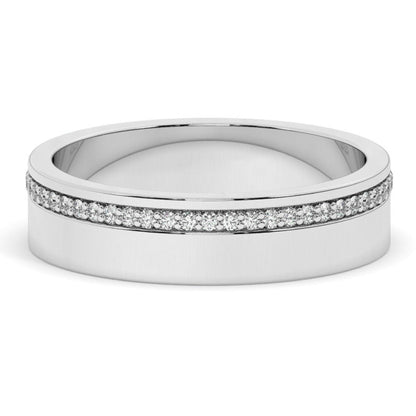 Delicate One Side Pave Set Unisex Diamond Wedding Band
