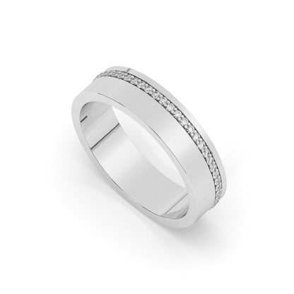 Delicate One Side Pave Set Unisex Diamond Wedding Band