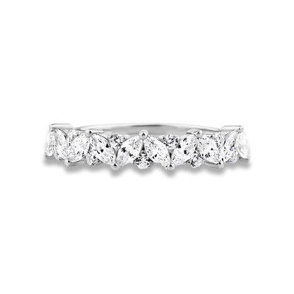 Marquise Round Half Eternity Cluster Wedding Ring