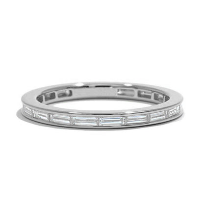 Delicate Channel Set Stackable Baguette Wedding Ring