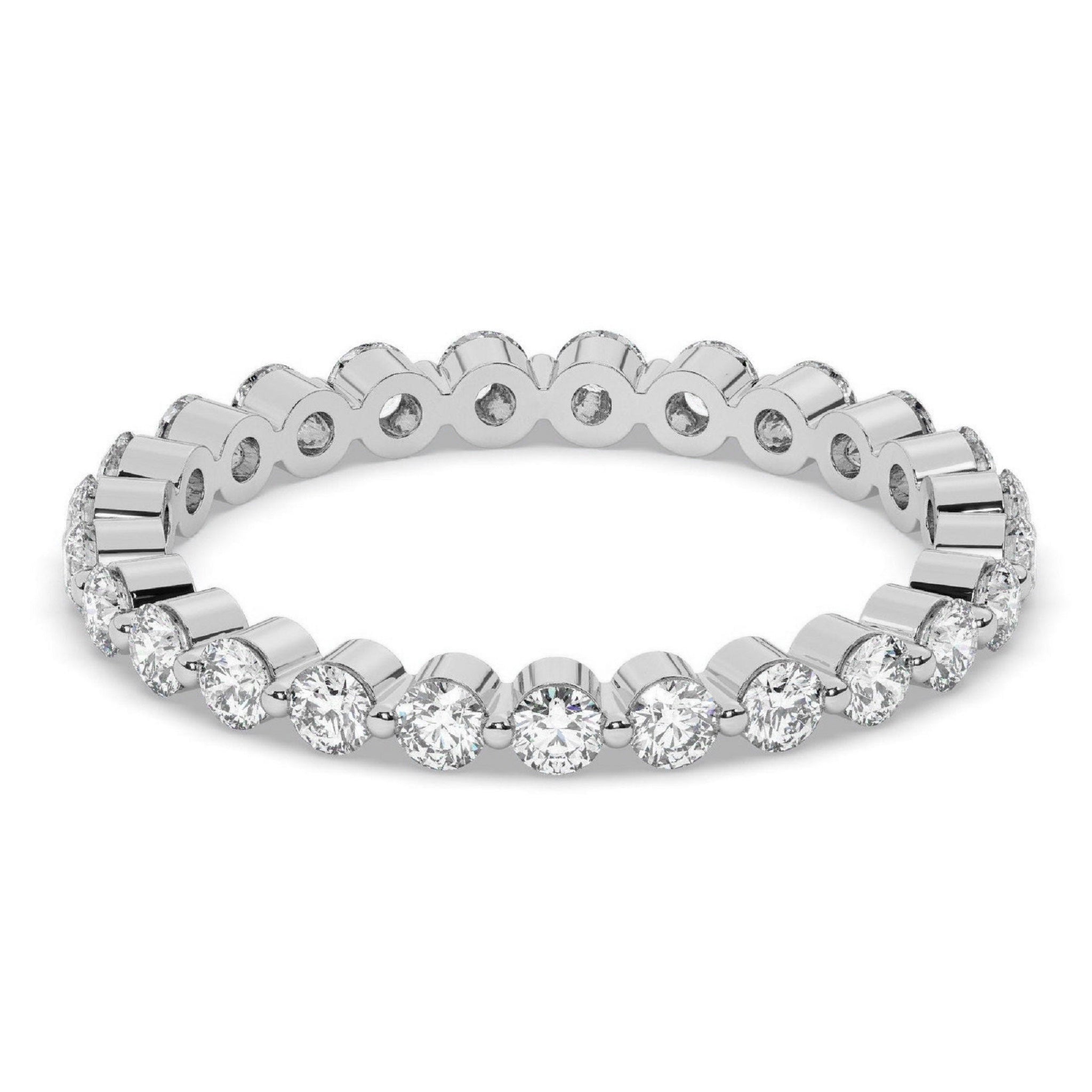 Single Shared Prong Floating Round Wedding Band