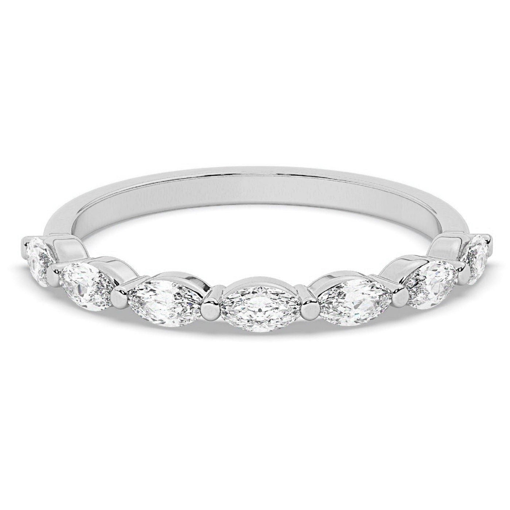 Floating Bubble Prong Marquise Half Eternity Band