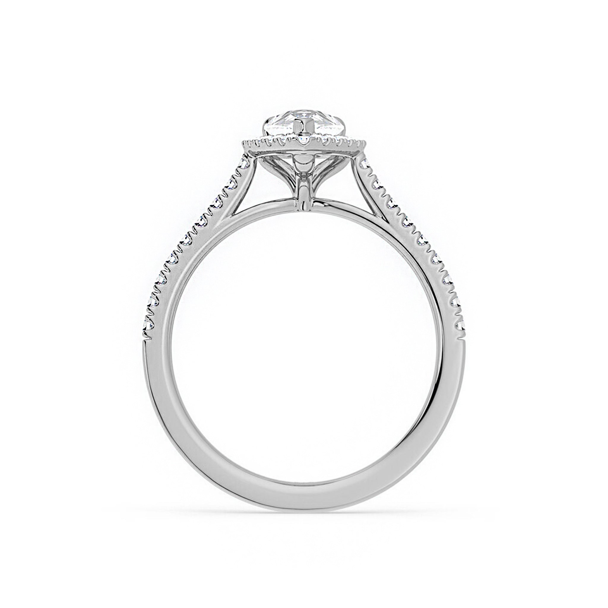 Tear Drop Signature Halo Moissanite Ring
