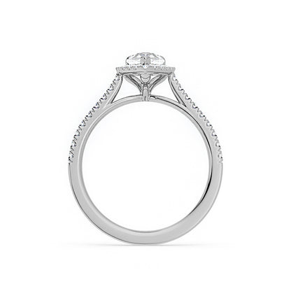 Tear Drop Signature Halo Moissanite Ring
