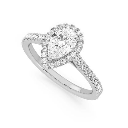 Tear Drop Signature Halo Moissanite Ring