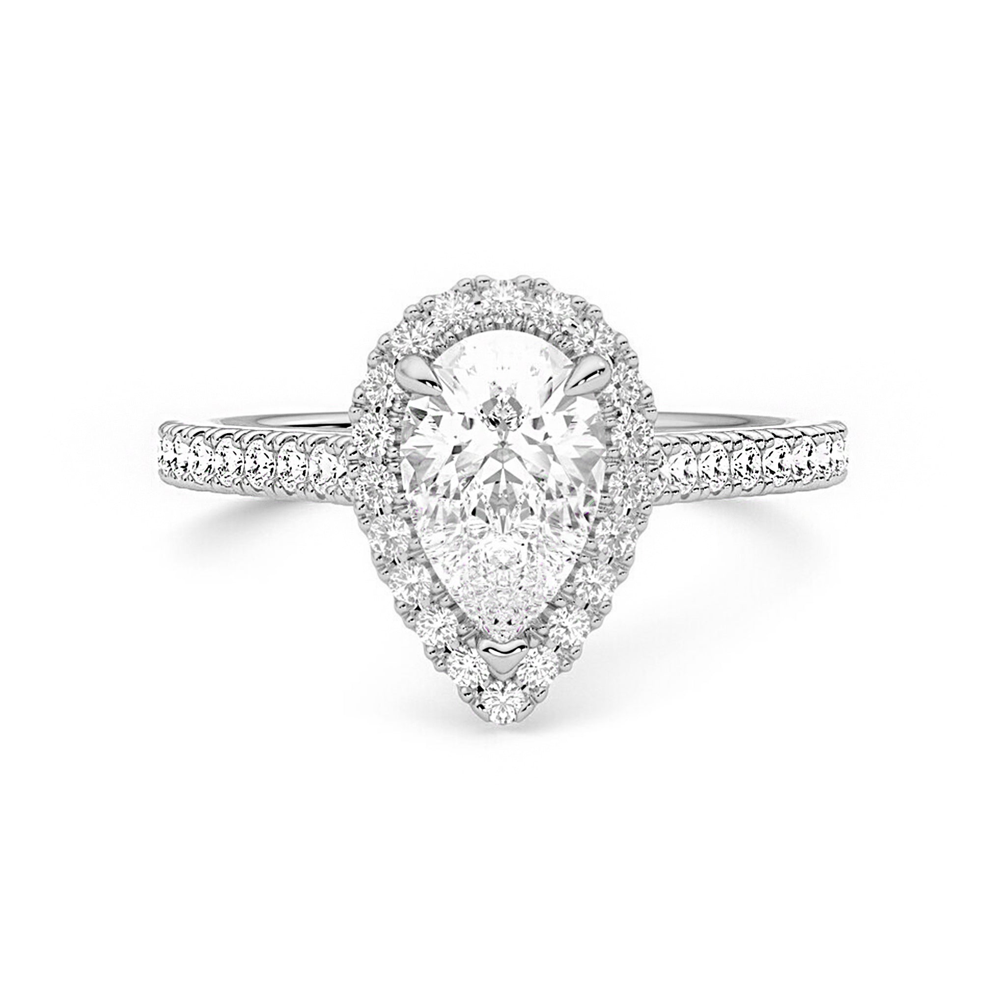 Tear Drop Signature Halo Moissanite Ring