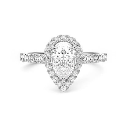 Tear Drop Signature Halo Moissanite Ring