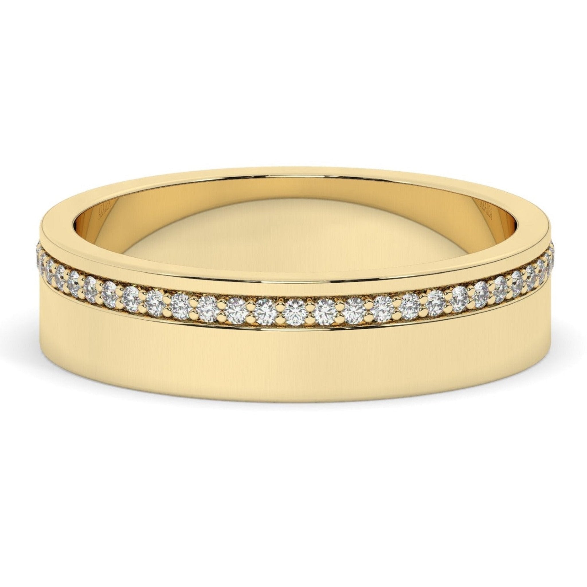 Delicate One Side Pave Set Unisex Diamond Wedding Band