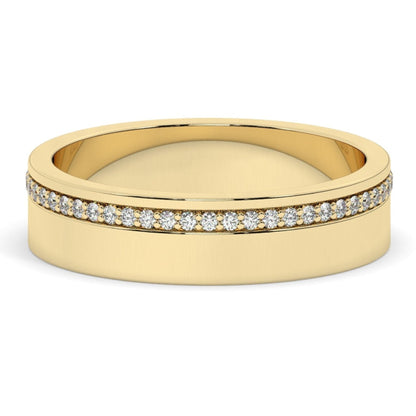 Delicate One Side Pave Set Unisex Diamond Wedding Band