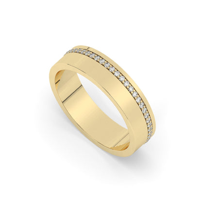 Delicate One Side Pave Set Unisex Diamond Wedding Band