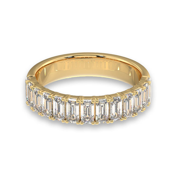 Emerald Cut Half Eternity Diamond Wedding Band